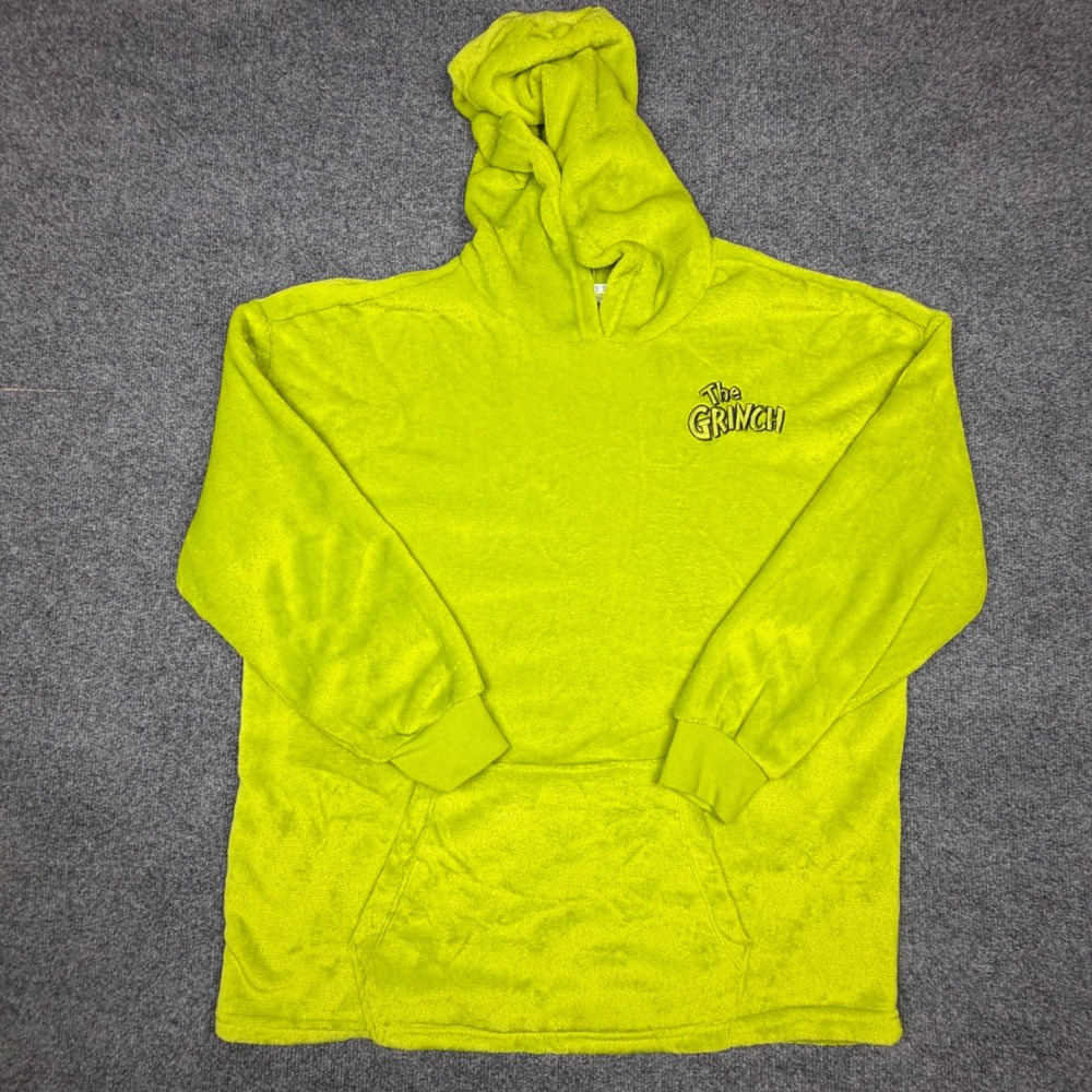 Dr. Seuss The Grinch Plush Fleece Hoodie Lime Green Oversized M RN117508 - Picture 1 of 6